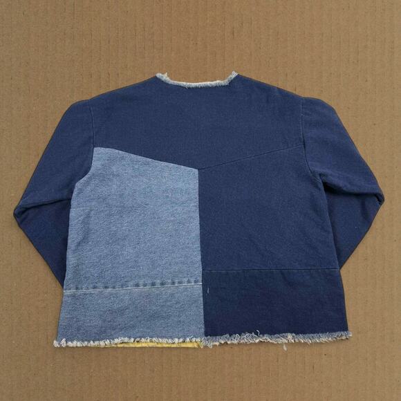 Vintage Quilt Patchwork Floral Denim Handmade Reversible Jacket Fits like XL - Picture 4 of 8